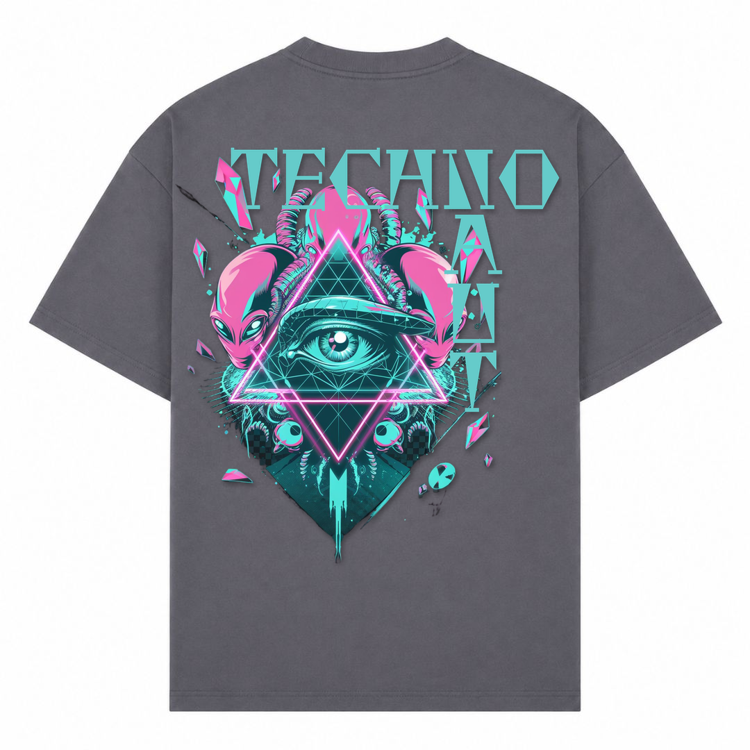 TECHNONAUT IS WATCHING YOU - Oversized Shirt - dark grey