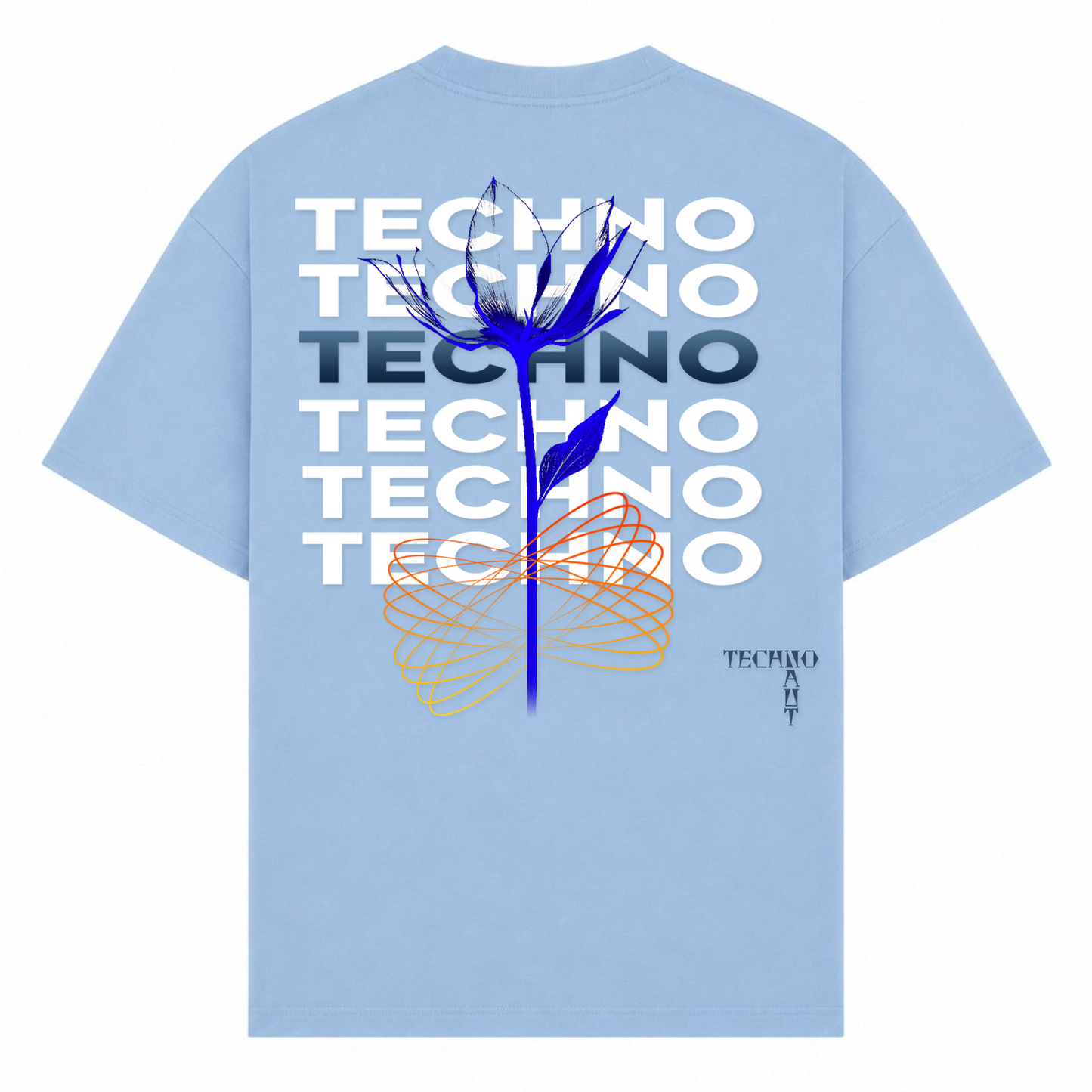 Techno Flower - Oversized Shirt - powder blue
