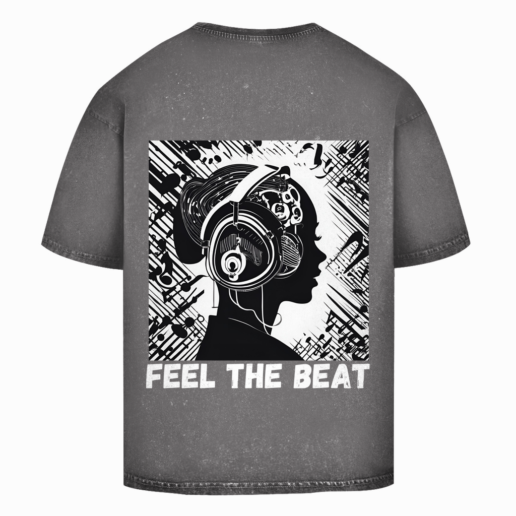 Oversized washed T-shirt FEEL THE BEAT