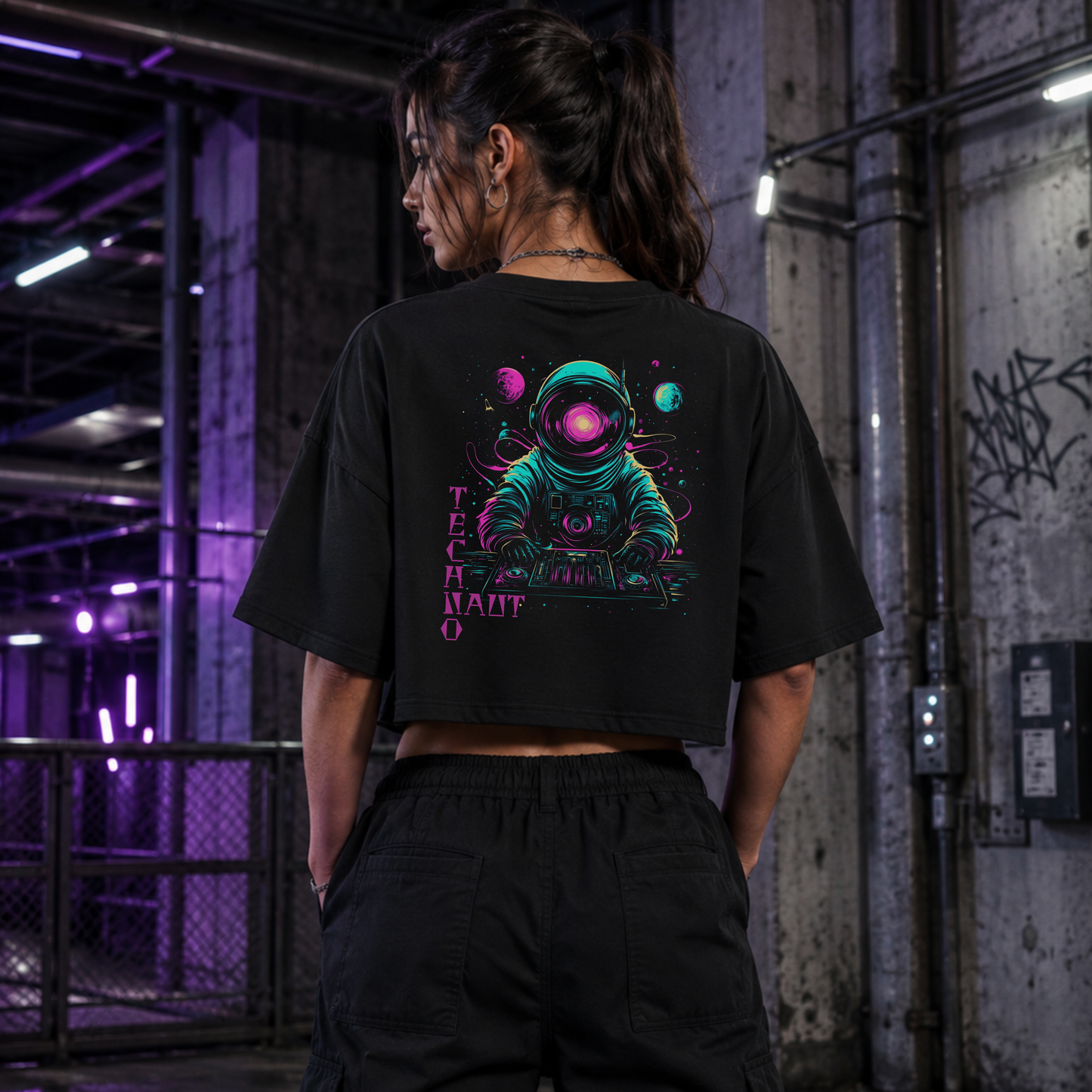 TechnoNaut - Oversized Cropped Tee