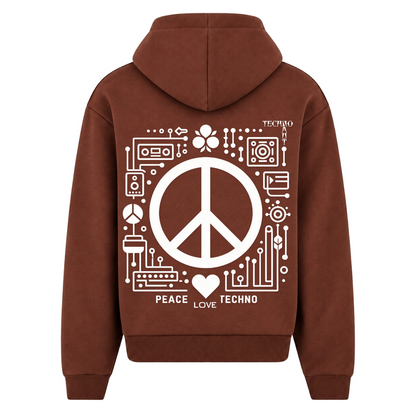 PEACE.LOVE.TECHNO. - Oversized Zipper - Chocolate Brown - Rueckseite