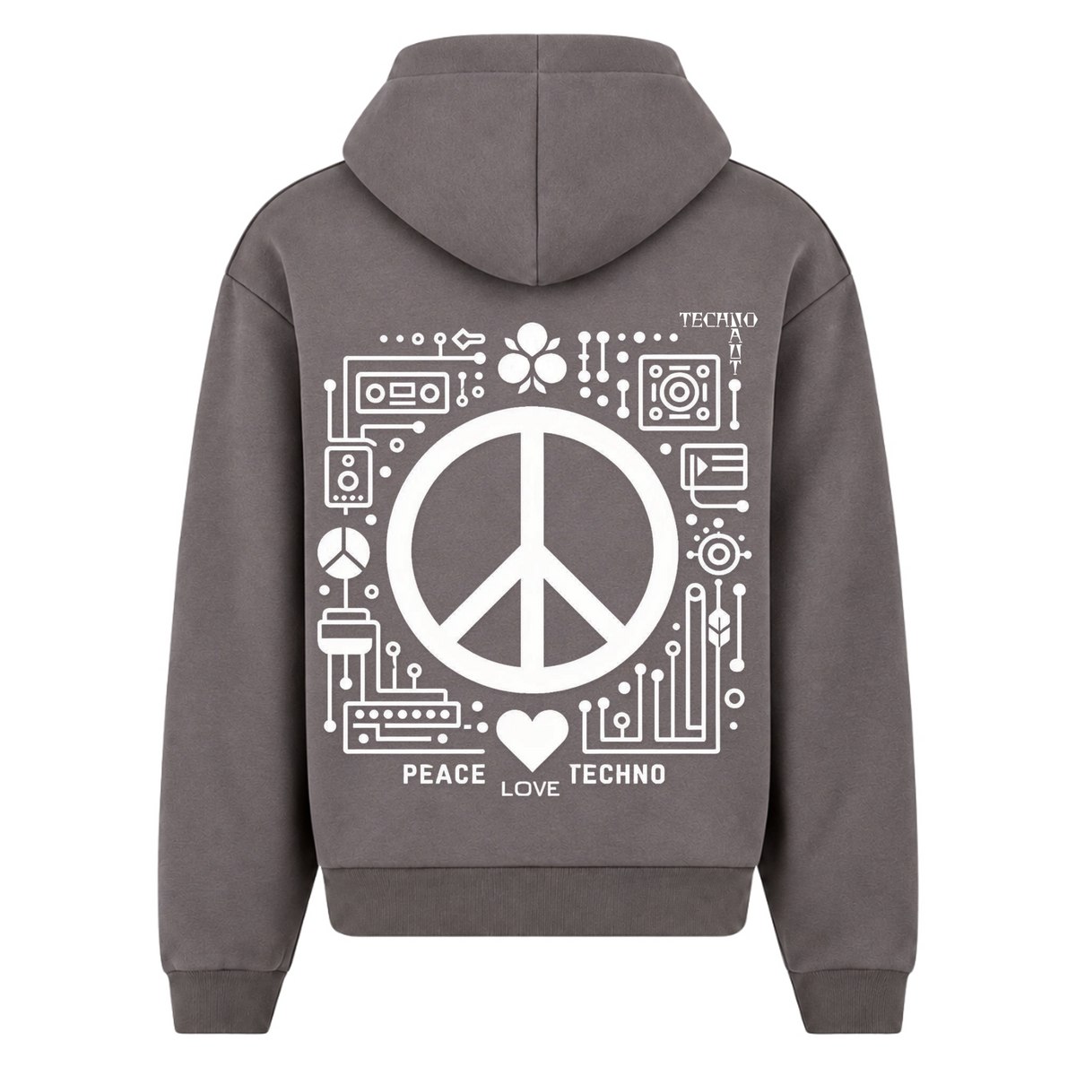 PEACE.LOVE.TECHNO. - Oversized Zipper - Magnet - Rueckseite