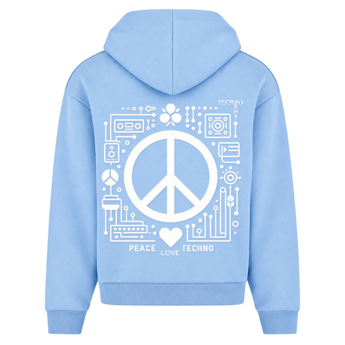 PEACE.LOVE.TECHNO. - Oversized Zipper - Powder Blue - Rueckseite