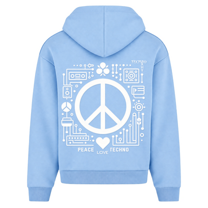 PEACE.LOVE.TECHNO. - Oversized Zipper - Powder Blue - Rueckseite