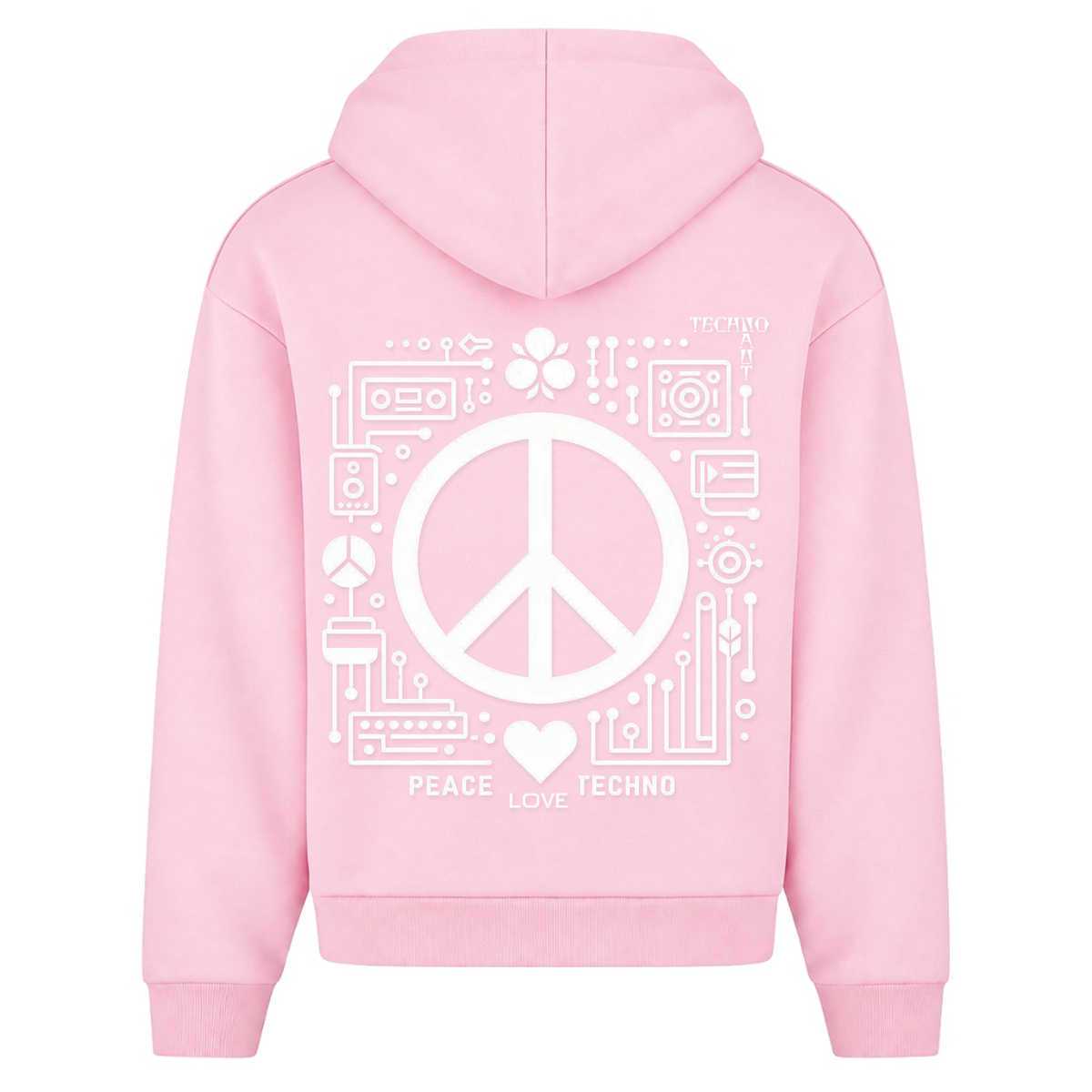 PEACE.LOVE.TECHNO. - Oversized Zipper - Soft Pink - Rueckseite