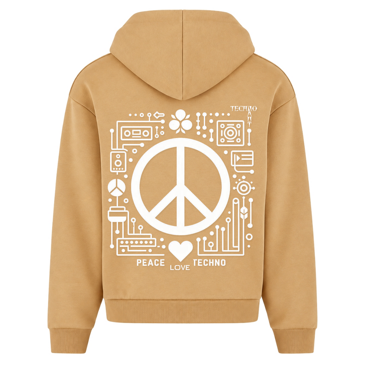 PEACE.LOVE.TECHNO. - Oversized Zipper - U. Beige - Rueckseite