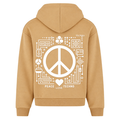 PEACE.LOVE.TECHNO. - Oversized Zipper - U. Beige - Rueckseite
