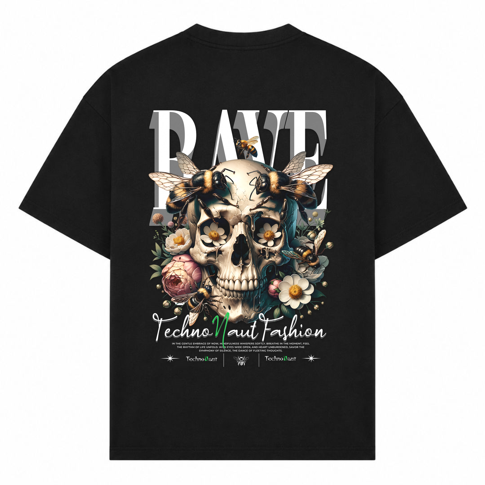 Honey & Bee -  Oversized Shirt - Schwarz