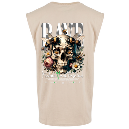 Honey & Bee - Oversized Zipper Sleeveless Tee - sand - Rueckseite