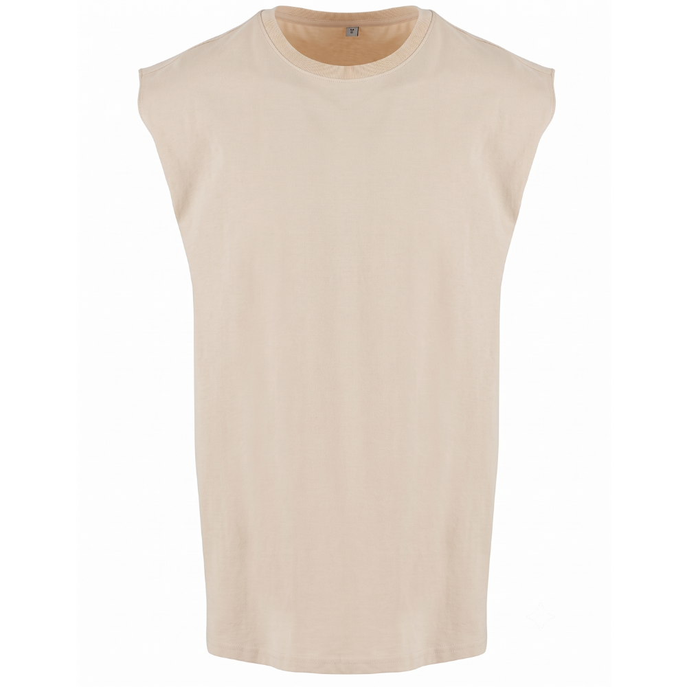 Honey & Bee - Oversized Zipper Sleeveless Tee - sand