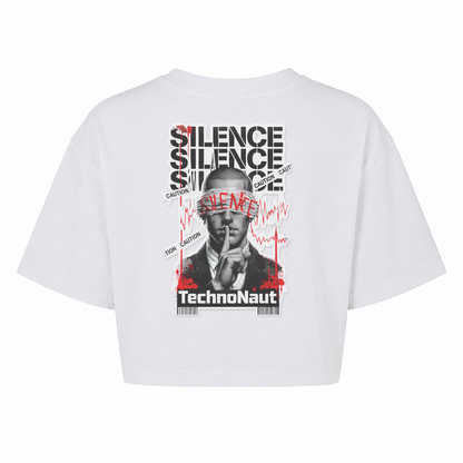SILENCE - Oversized Cropped Tee - weiß - Rueckseite