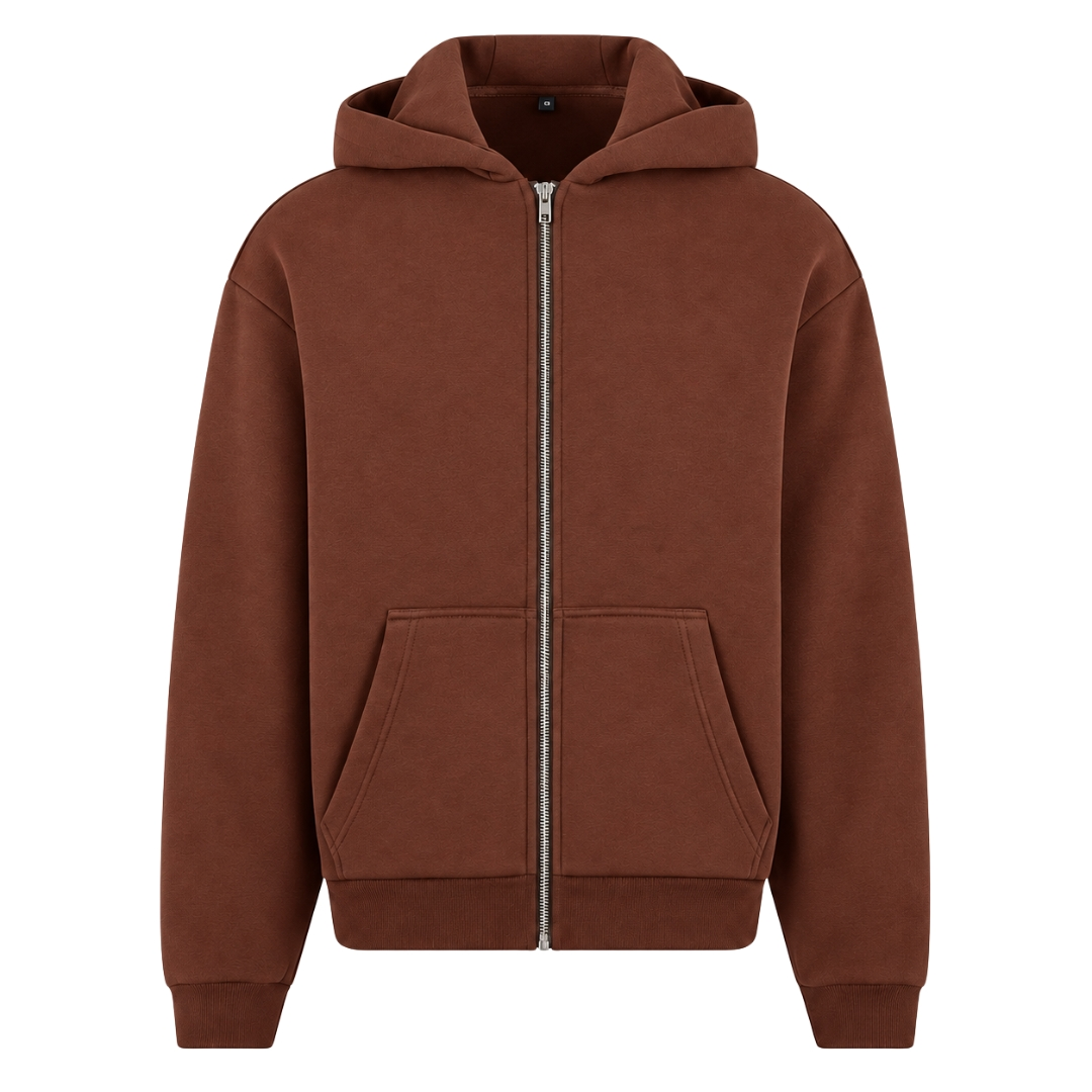 Flower - Oversized Zipper - Chocolate Brown