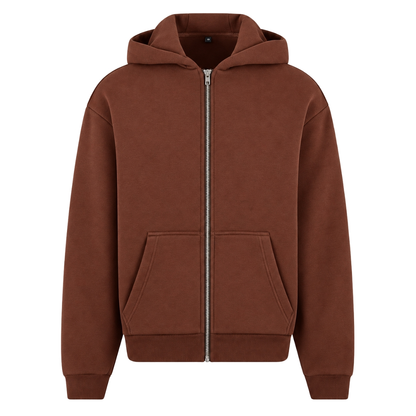 Flower - Oversized Zipper - Chocolate Brown