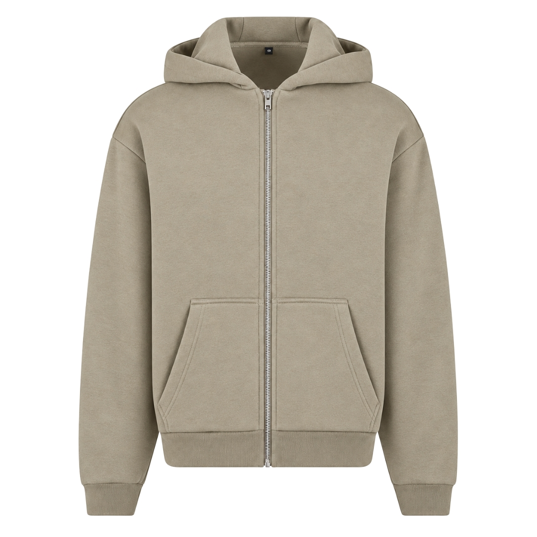 Flower - Oversized Zipper - Pale Olive
