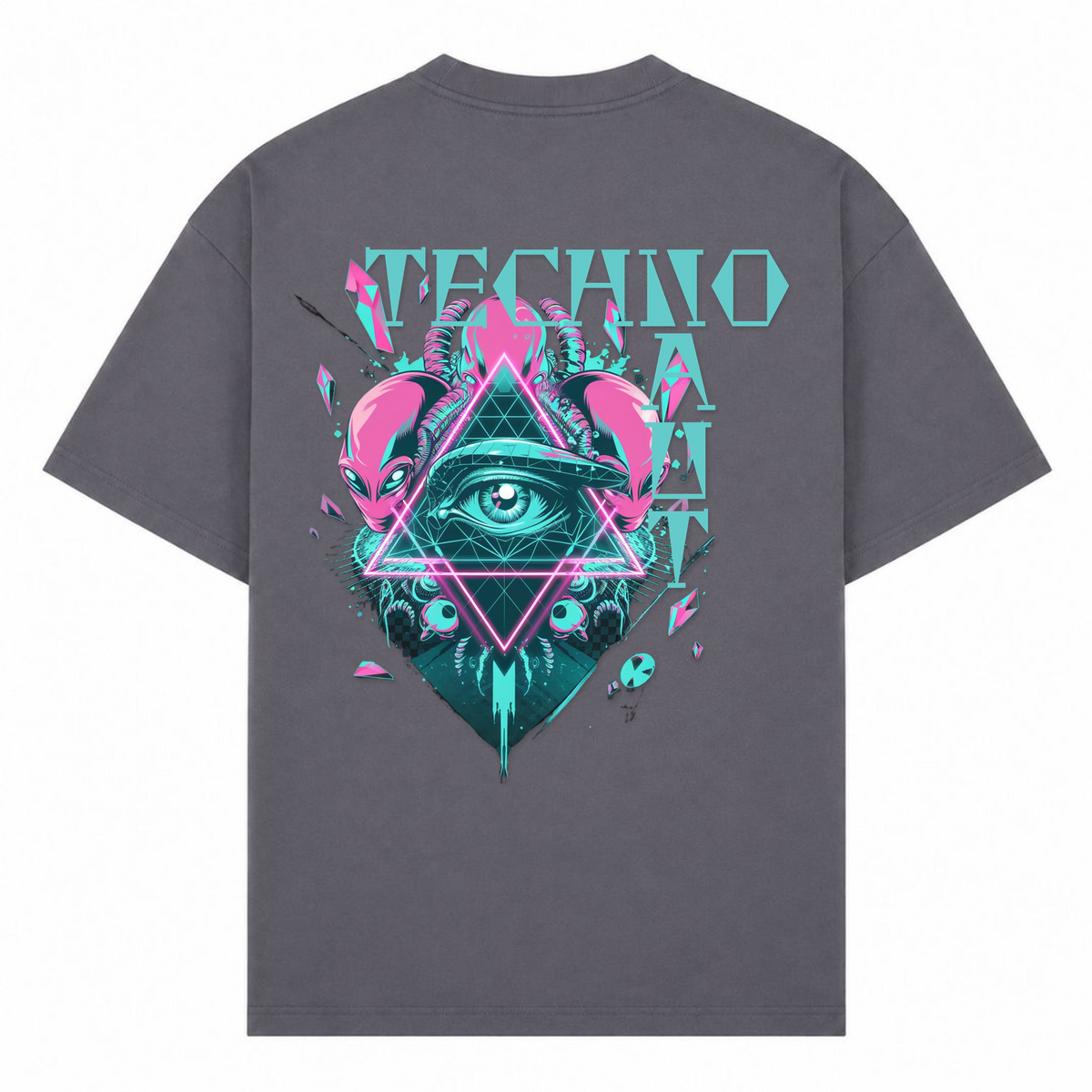 TECHNONAUT IS WATCHING YOU - Oversized Shirt - dark grey 