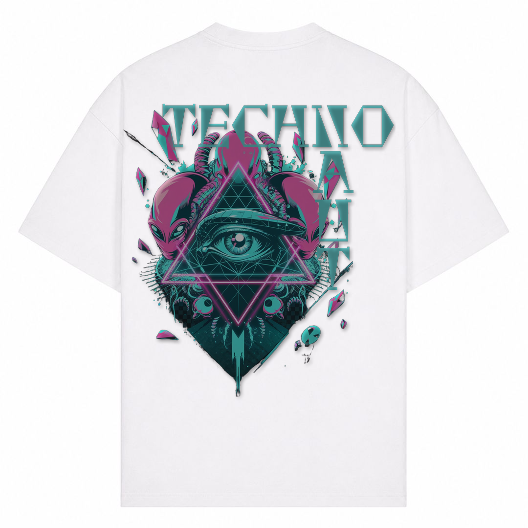 TECHNONAUT IS WATCHING YOU - Oversized Shirt - Weiß