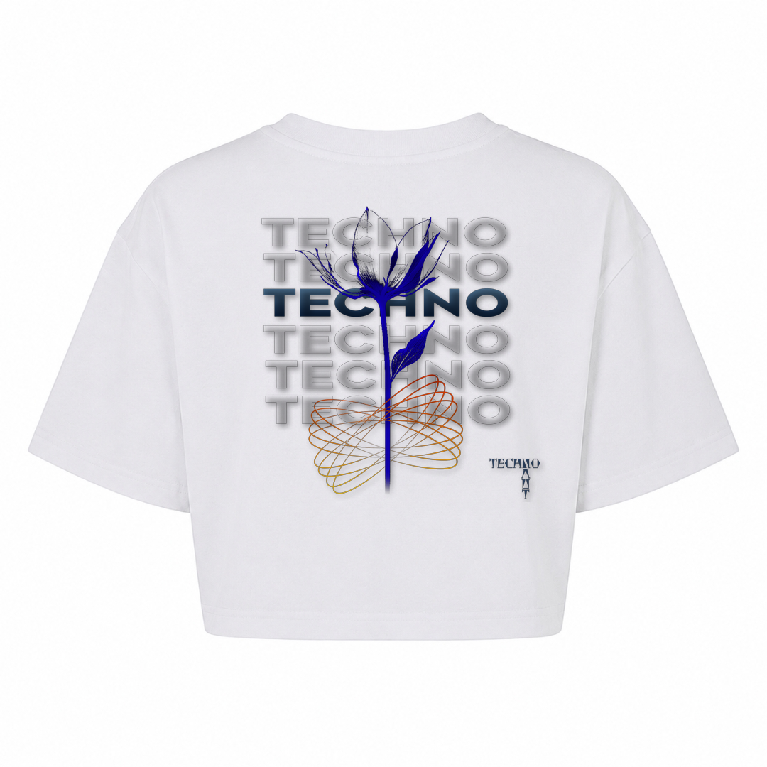 Techno Flower - Lady's Short Oversize Shirt - weiß