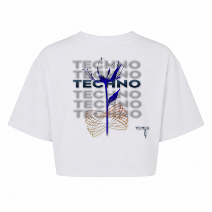 Techno Flower - Lady's Short Oversize Shirt - weiß