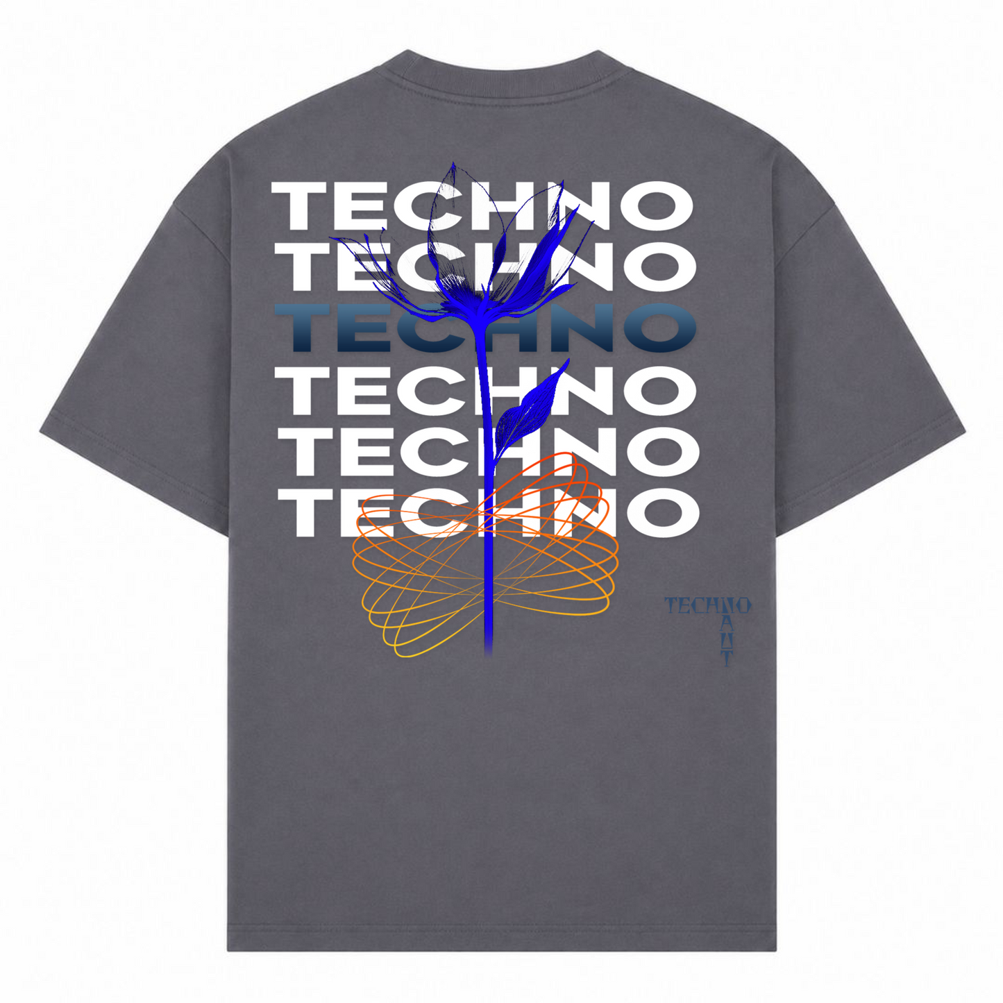 Techno Flower - Oversized Shirt - dark grey 