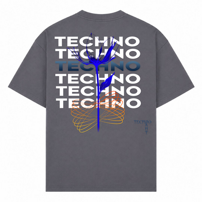 Techno Flower - Oversized Shirt - dark grey 