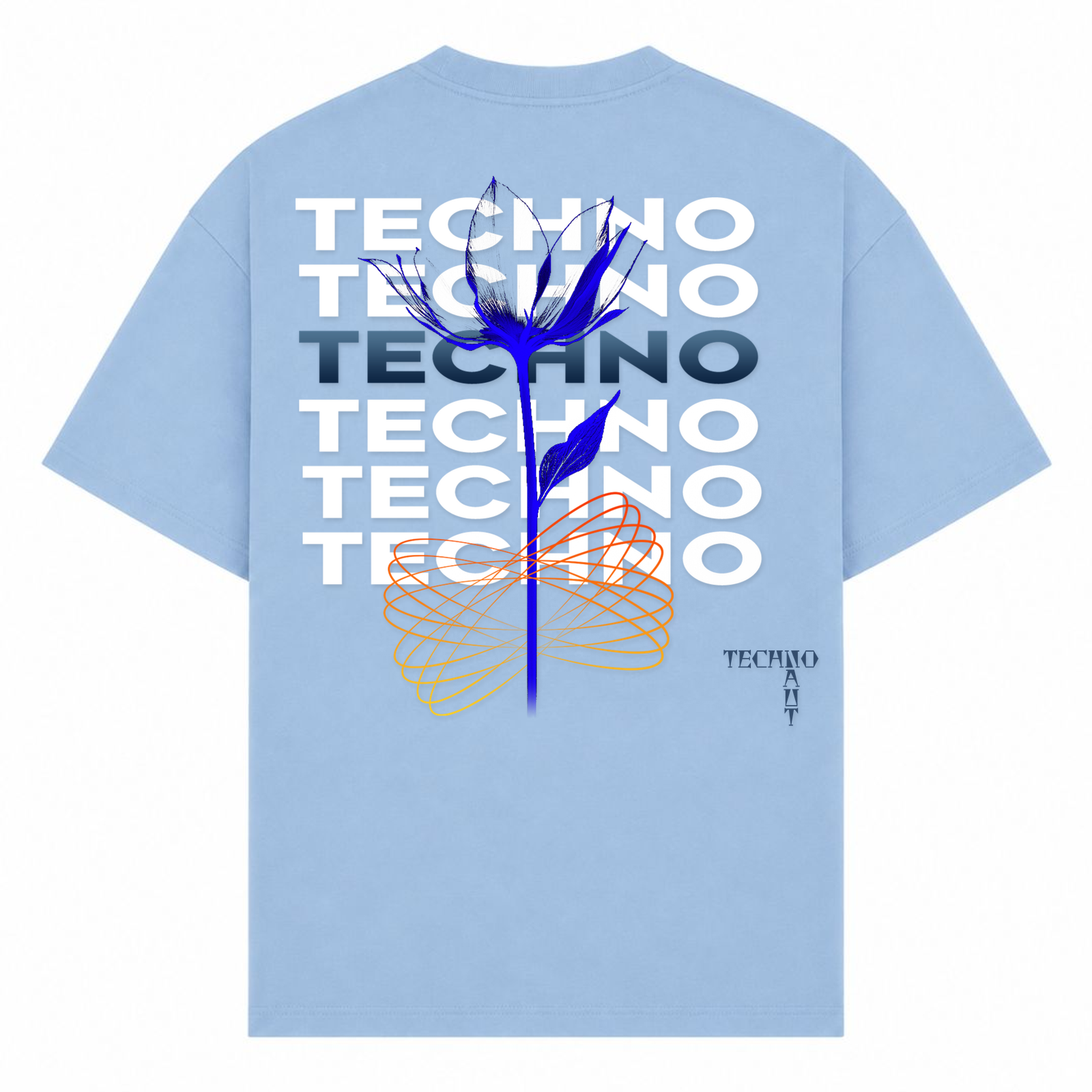 Techno Flower - Oversized Shirt - powder blue