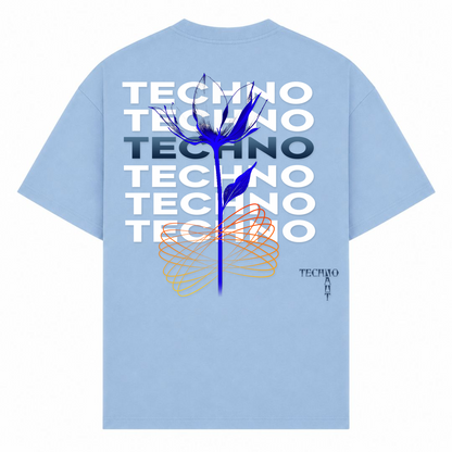 Techno Flower - Oversized Shirt - powder blue