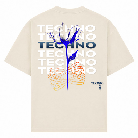 Techno Flower - Oversized Shirt - Sand