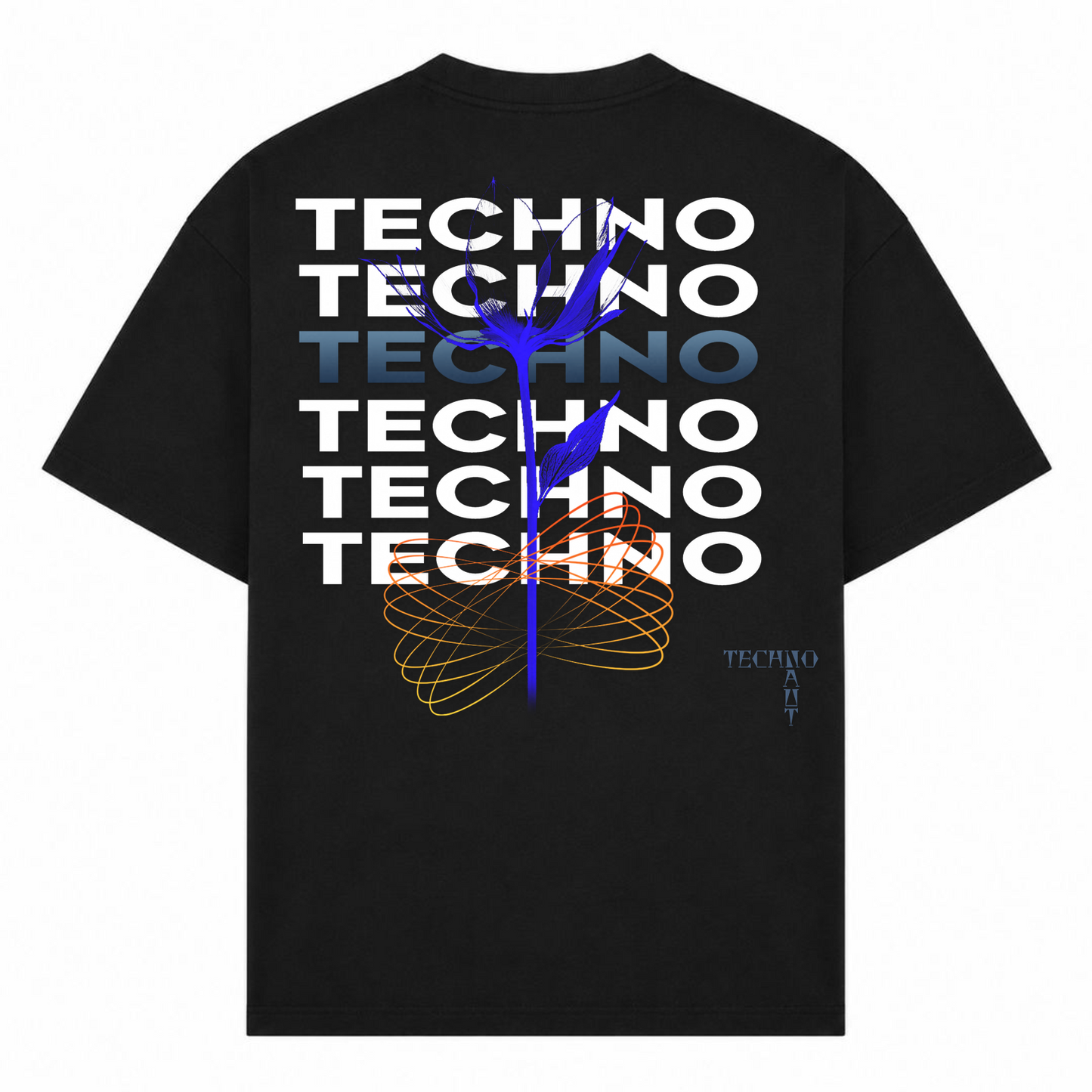 Techno Flower - Oversized Shirt - Schwarz