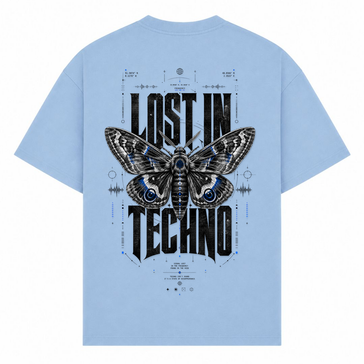 Lost in Techno -Oversized Shirt - powder blue - Rueckseite