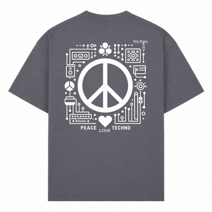 PEACE. LOVE. TECHNO. - Oversized Shirt - dark grey 