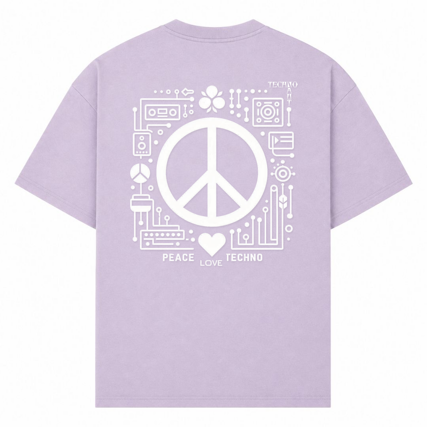 PEACE. LOVE. TECHNO. - Oversized Shirt - lilac