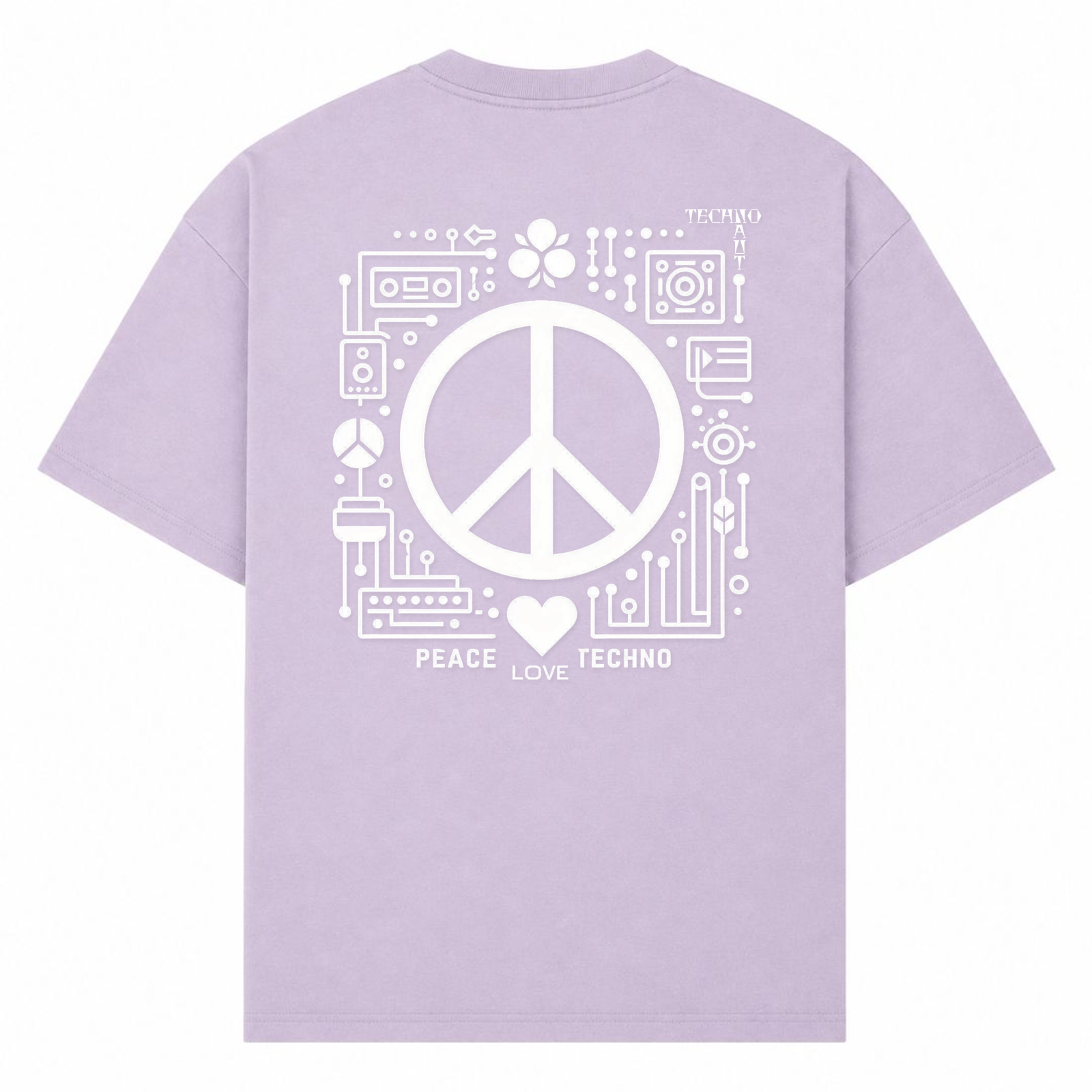 PEACE. LOVE. TECHNO. - Oversized Shirt - lilac