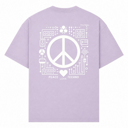PEACE. LOVE. TECHNO. - Oversized Shirt - lilac