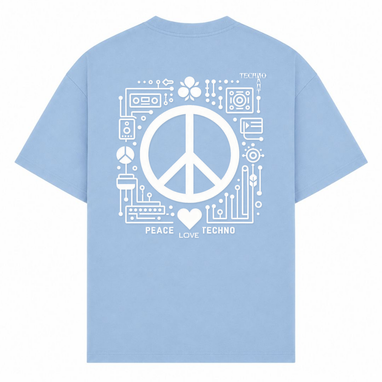 PEACE. LOVE. TECHNO. - Oversized Shirt - powder blue