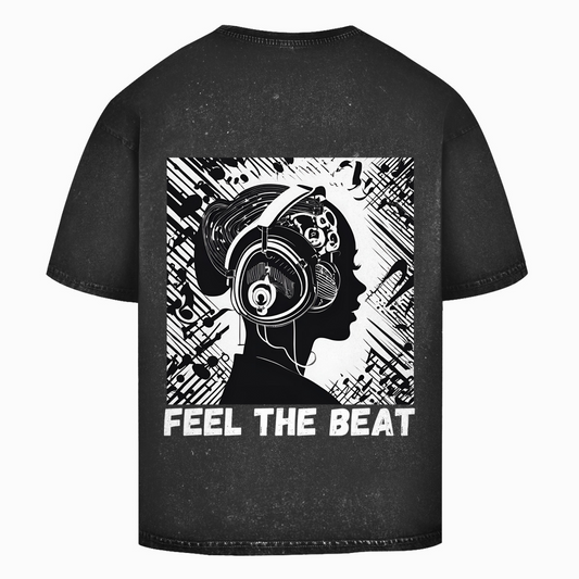 Oversized washed T-shirt FEEL THE BEAT